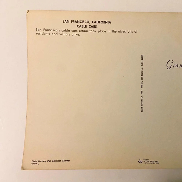 Vintage  San Francisco California Cable Cars Giant Post Card Dexter Press - Picture 5 of 12